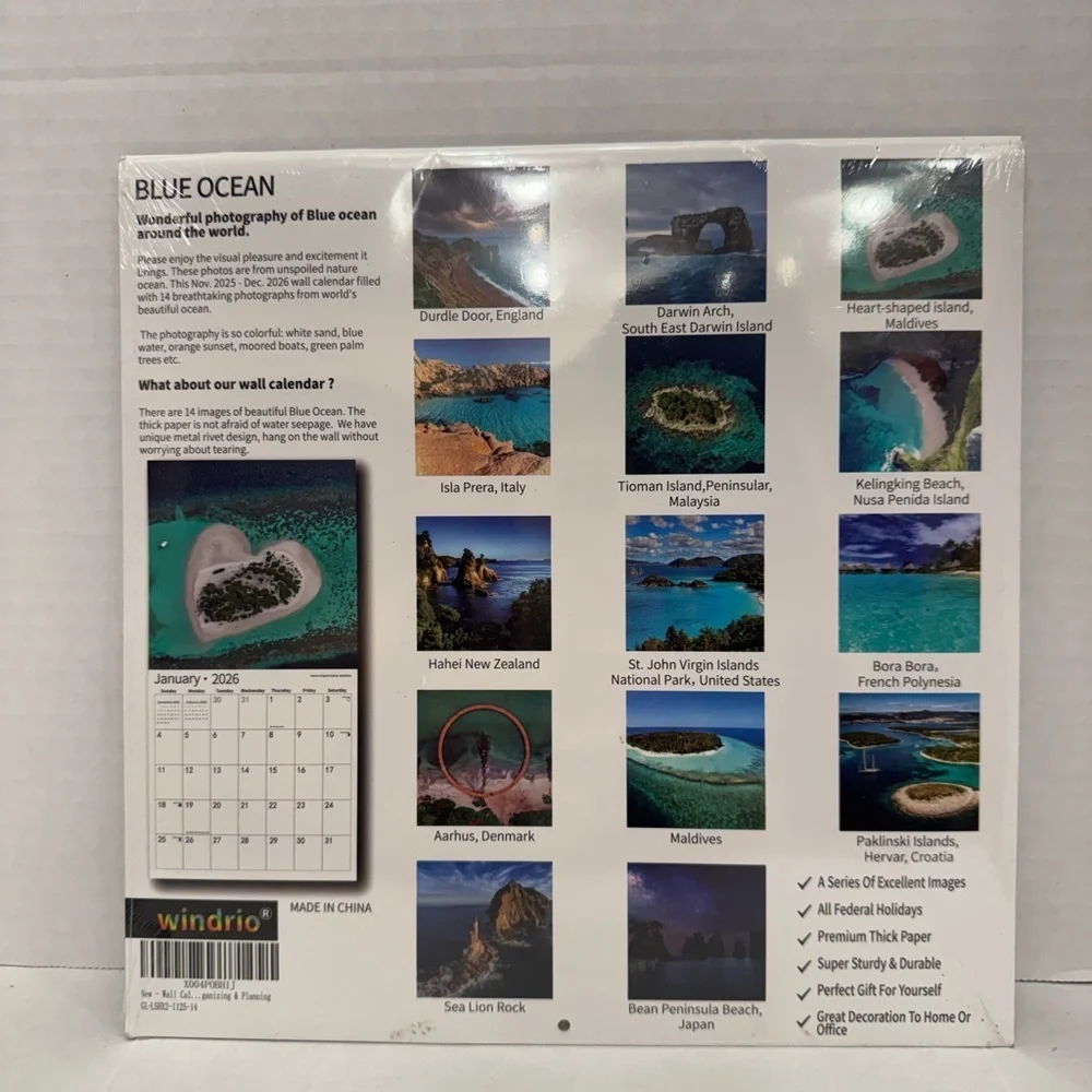 Blue Ocean 2026 Wall Calendar